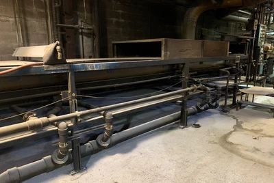 one(1) used 47.5" x 43' long Sandvik Belt Flaker Cooler, stainless steel belt