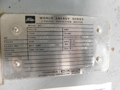 Used Toshiba W494171N4400 A.C. Motors Ohio US | Equipment Recovery Corp. #1331278