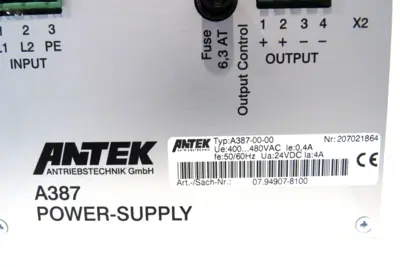 NEW ANTEK A387-00-00 POWER SUPPLY 480VAC 50/60HZ A3870000