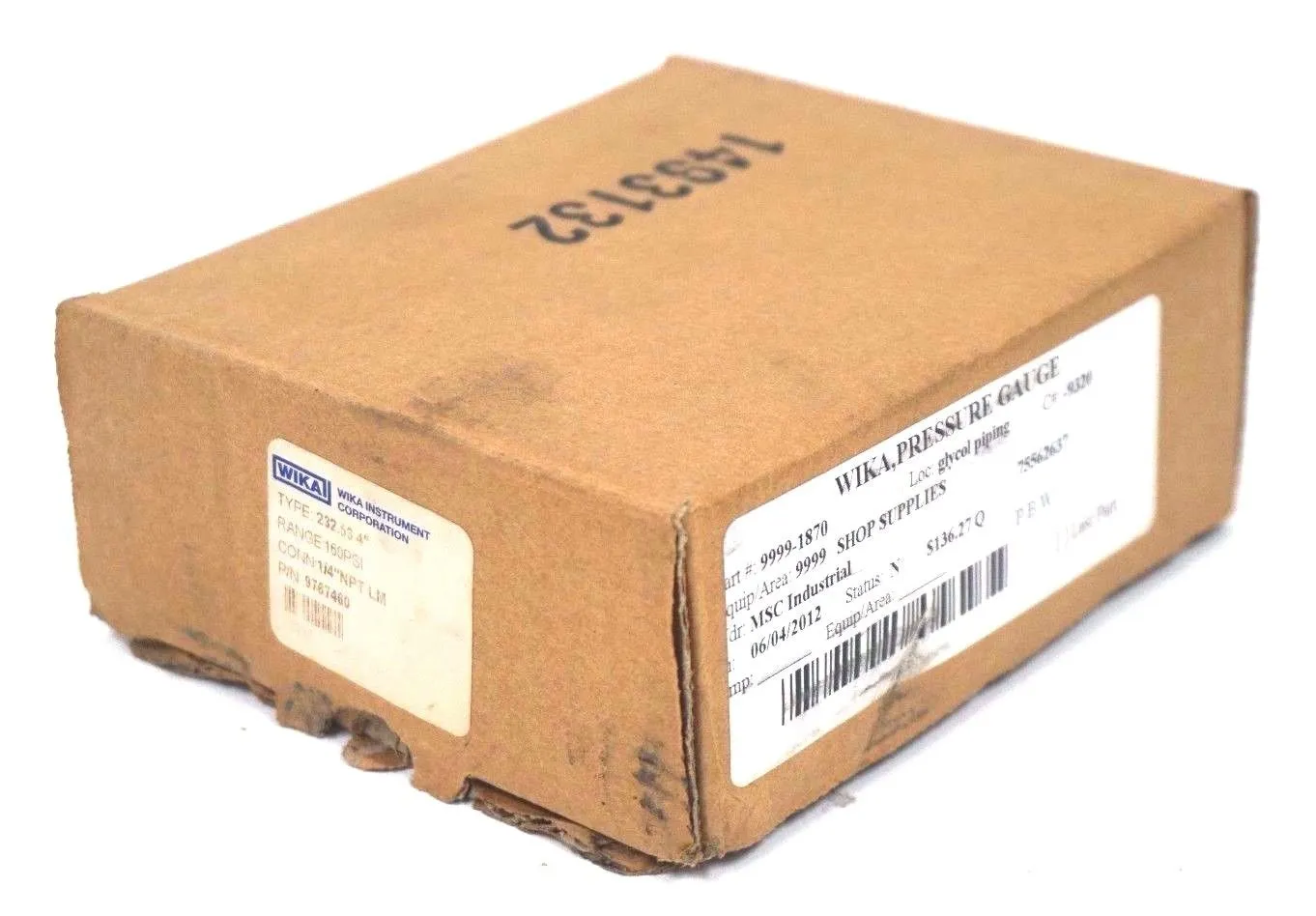NEW WIKA 9767460 PRESSURE GAUGE 160 PSI TYPE 232.53 4" 1/4 NPT LM