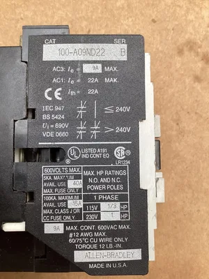 Allen-Bradley 100-A09ND22 Series B Contactor 240V