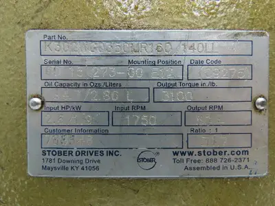 Stober K302WG0350MR160/140LL Helical Gear Reducer 34:1 Ratio 1 1/4" Hollow 2.6Hp