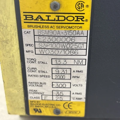 Used Baldor BSM90A-3150AA Servo Motors Indiana US | J&J Industrial Supply #1567517
