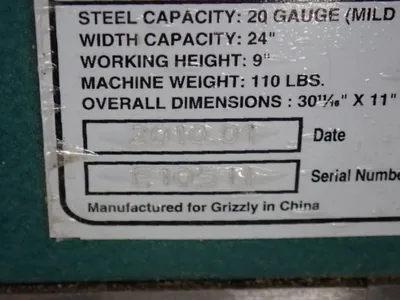 Used 2010 GRIZZLY G0557 Box & Pan Brakes including Finger Ohio US | HGR 24 #1147826