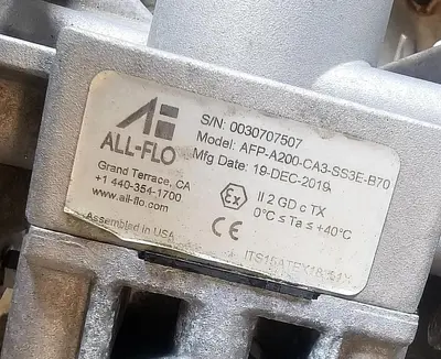 Used 2019 ALL-FLO AFP-A200-CA3-SS3E-B70 Pumps Wisconsin US | Lemke Machinery Sales #1354119