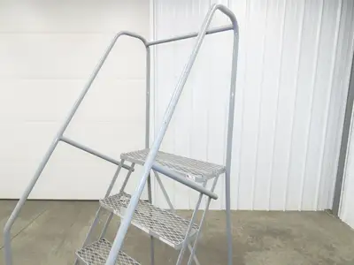 Cotterman Metal Rolling Ladder 5-Step 50"H Platform 24x7"Tread 80"H 30"W 450Lb