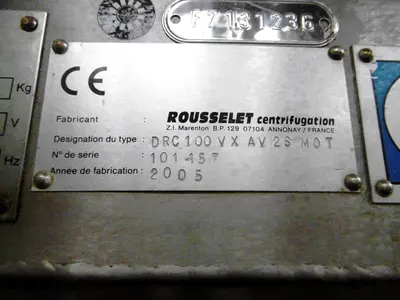 Rousselet Robatel DRC 100 Vx AV 2S mot vertical peeler centrifuge, 904L SS.