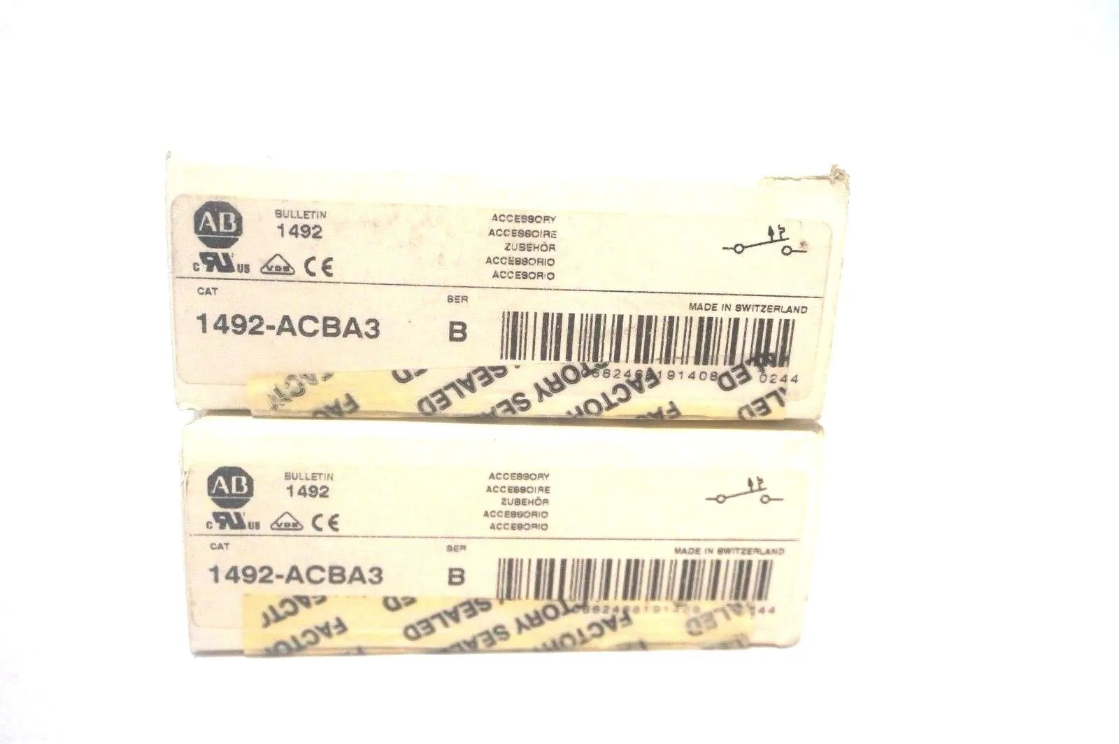 2 NEW ALLEN BRADLEY 1492-ACBA3 ACCESSORY SER.B 1492ACBA3