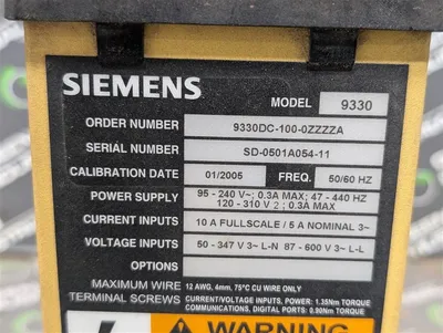 Siemens 9330DC-100-0ZZZZA Ion Access Power Meter Used