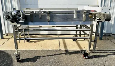 USED BURFORD SO72846 S.S. ACCUMULATION TABLE W/ 2-MOTORS