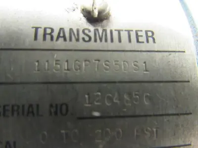Rosemont 1151GP7S5DS1 Pressure Transmitter Assembly 45VDC Max. 0-200PSI