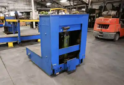 18,000 Lb. x 25″ EQUIPMENT INC Single Uncoiler w/Feed Ramp, Coil Car & Back Stop