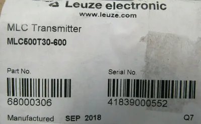 NEW SET OF 2 LEUZE MLC500T30-600 TRANSMITTERS 23-1/2" 68000306 MLC500T30600