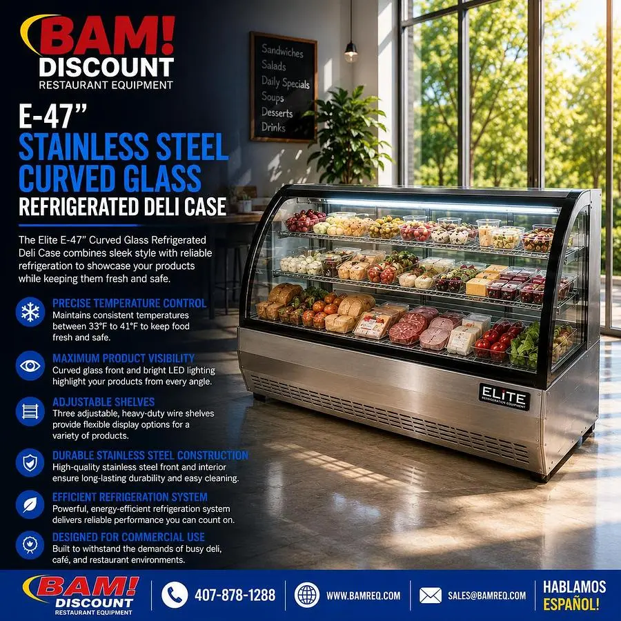 New | in-Stock ELITE DC120-SS-HC Display Refrigerators Florida US | BAM Discount Restaurant Equipment #1296443