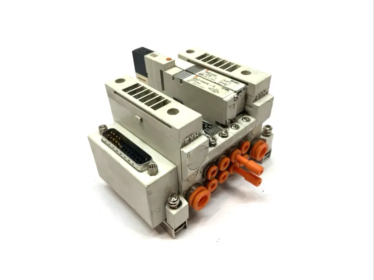 Used SMC PLUG-IN MANIFOLD BASE 4-STATION Solenoid Valves Michigan US | Maverick Industrial Sales #1090340