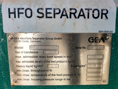 (3) Westfalia OSE 10-0136-067 fuel oil purifier containers.