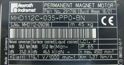 NEW REXROTH MHD112C-035-PP0-BN SERVO MOTOR 291796 MHD112C035PP0BN