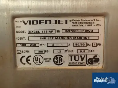 USED Videojet Video Jet Coder, Model 178i