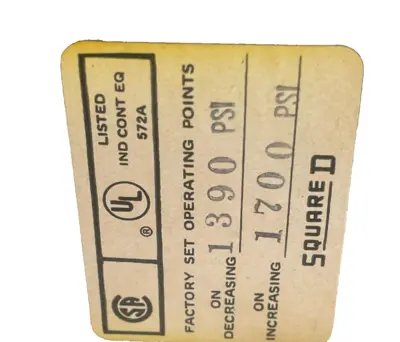 NEW SQUARE D 9012-ADW6 PRESSURE SWITCH 9012ADW6