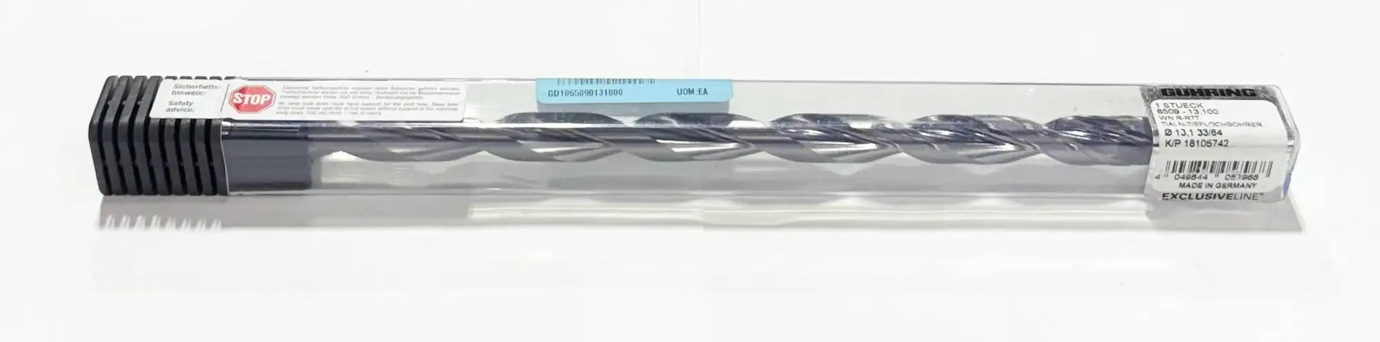 Guhring 33/64" Solid Carbide Drill 15xD Coolant Thru, 135 Deg, 2FL, TiAlN Tip