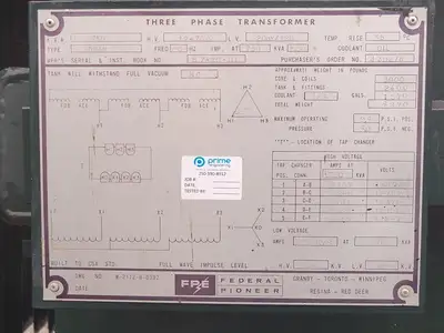 750 kVA Oil-Filled ONAN Transformer, HV. 12470 Delta, LV. 208Y/120 w/ Switchgear