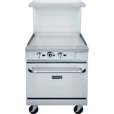 New | in-Stock Dukers New Dukers DCR24-GM 24" Gas Range with 24" Flat Top Griddle Commercial Ranges Illinois US | Falcon Restaurant Supply #1376295