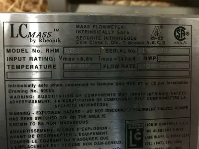 Rheonik RHM60 LC Mass Flow Meter 1600 PSI 750 GPM