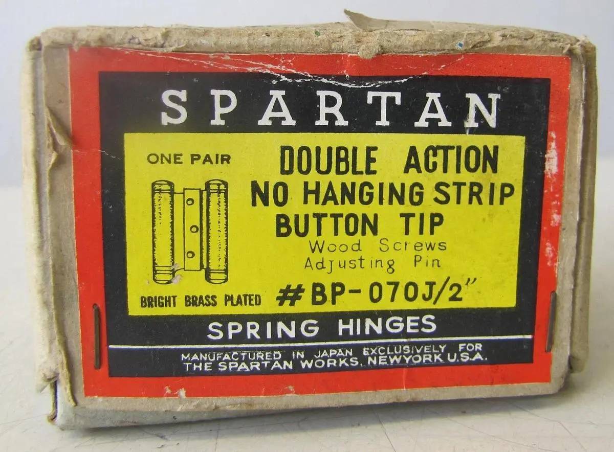 Spartan Double Action Spring Hinges NOS Brass Plated BP-070J/2" One Pair