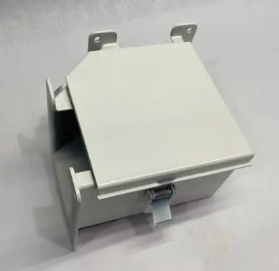 USED HOFFMAN NVENT ELBOW 90-DEGREE WIREWAY FITTING, TOP OPEN PAINTED WHITE