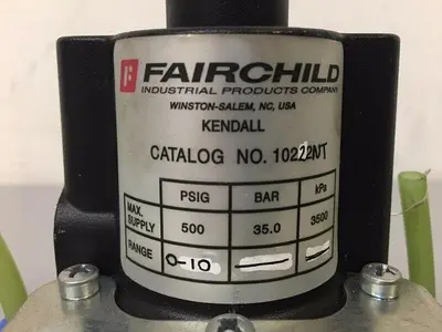 USED FAIRCHILD 10222 PNEUMATIC PRESSURE REGULATOR MAX 500 PSIG 35 BAR 3500 KPA