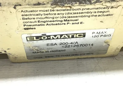 El-O-Matic ESA 200-4/A Rack and Pinion Pneumatic Valve Actuator 120 PSIG P MAx