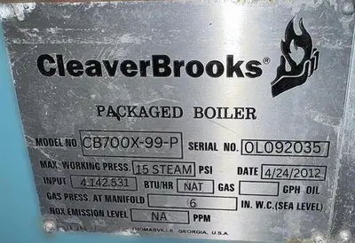 USED 2012 CLEAVER BROOKS CB700X-99-P