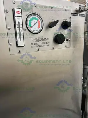 USED VARIAN CHROMATOGRAPHY CONTROL SKID W/ 2.4 HP DUAL HEAD PUMP, 2.4 HP HEAT PUMPS