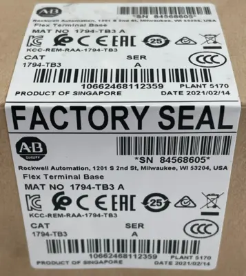 SEALED ALLEN BRADLEY 1794-TB3 TERMINAL BASE SER. A 1794TB3 NEW, SURPLUS