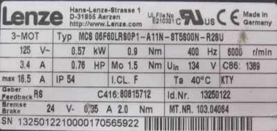NEW LENZE MCS06F-60LRS0P1-A11N-ST5S00N-R2SU SERVO MOTOR