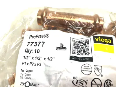New | in-Stock Viega ProPress Tee, P x P x P - Model 2918 Copper Press Connection 10-P Valves/Fittings Michigan US | Maverick Industrial Sales #1462903