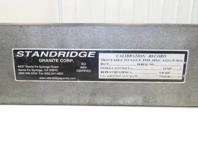 Standridge Granite Surface Inspection Plate 18 x 24 x 4" Grade A