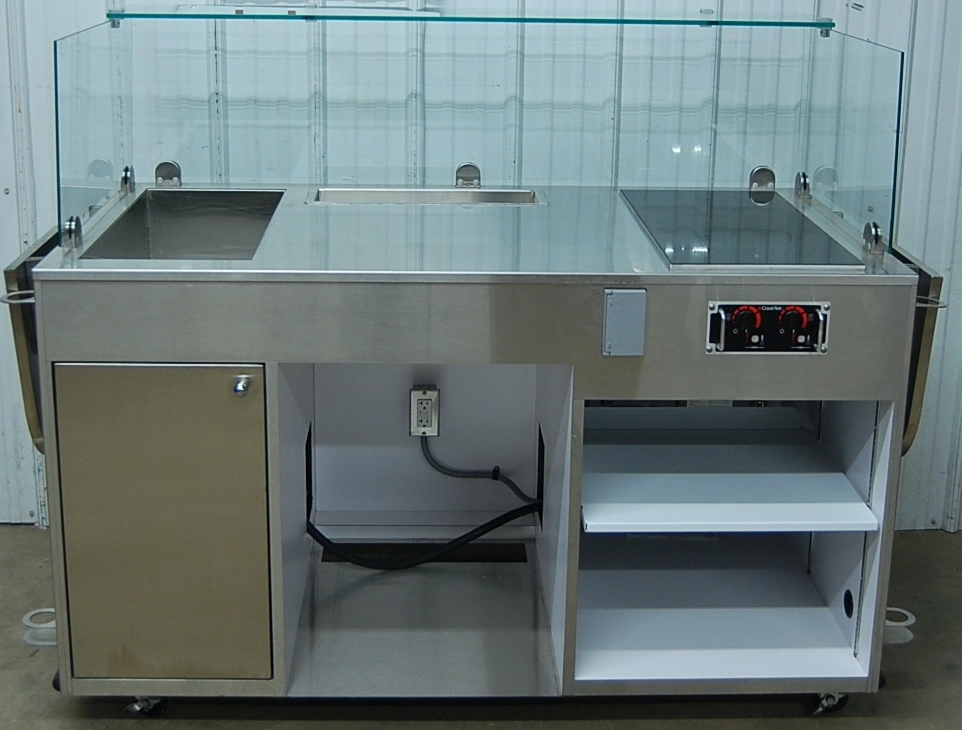 142-0778 Hill Phoenix 60" Presentation Cabinet w/ 2x Cook Tek Induction Cookers