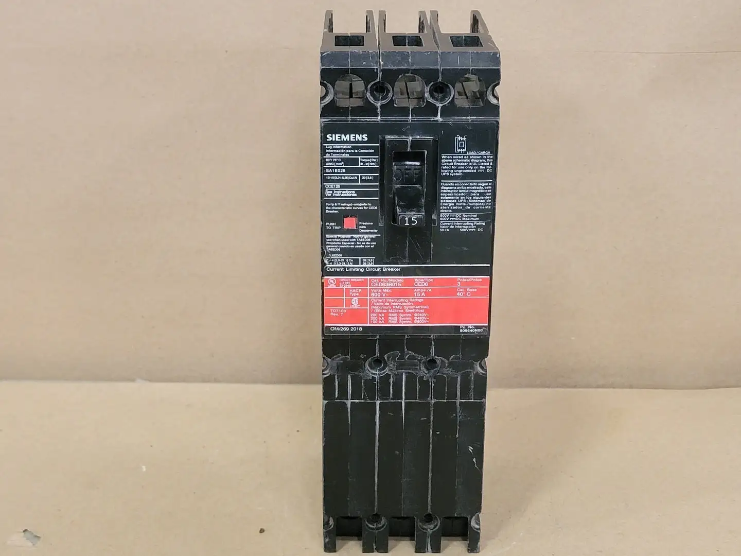 Used SIEMENS CED63B015 Switchgears British Columbia CA | Lenmark #239381