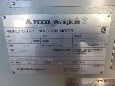 USED TECO WESTINGHOUSE 3500 HP