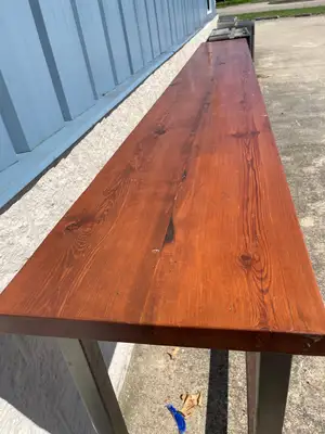Used Falcon Restaurant Supply Used 12' Steel Table with wood Top - SS313 Food Prep Tables Illinois US | Falcon Restaurant Supply #1375601