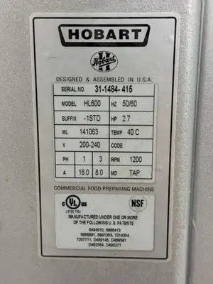 Used Hobart Legacy HL600-1 Planetary Mixers Illinois US | Falcon Restaurant Supply #1375025