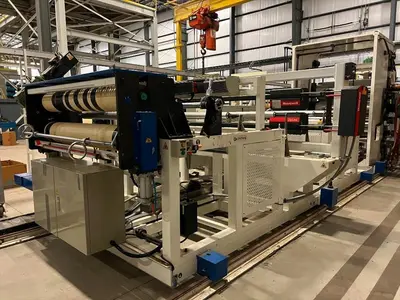 USED 2017 CHIN CHANG,  XALOY, ALLEN BRADLEY, ADVANTAGE (3) ROLL CHROME DOWNSTACK CALENDAR, EACH ROLL 20" DIAMETER X 55" WIDTH; H