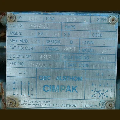 Cimpak 100 hp Electric Motor