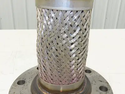 Bebitz 3" NPT x 4" Flanged Stainless Flex Hose Pipe Expansion Joint 8-Bolt #150
