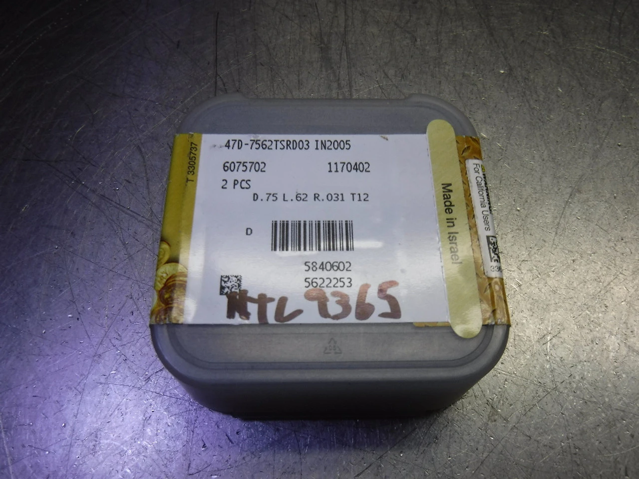 Ingersoll T12 3/4" Endmill Inserts QTY2 47D-7562TSRD03 IN2005 (LOC3441)