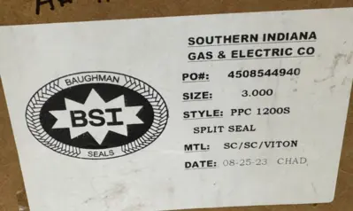 NEW BAUGHMAN SEALS PPC 1200S SPLIT SEAL SC/SC/VITON SIZE 3