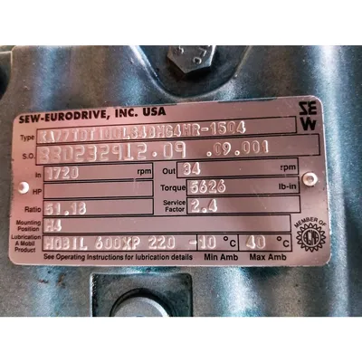 Used 3HP Sew-Eurodrive Gear Motor w/ Electric Brake