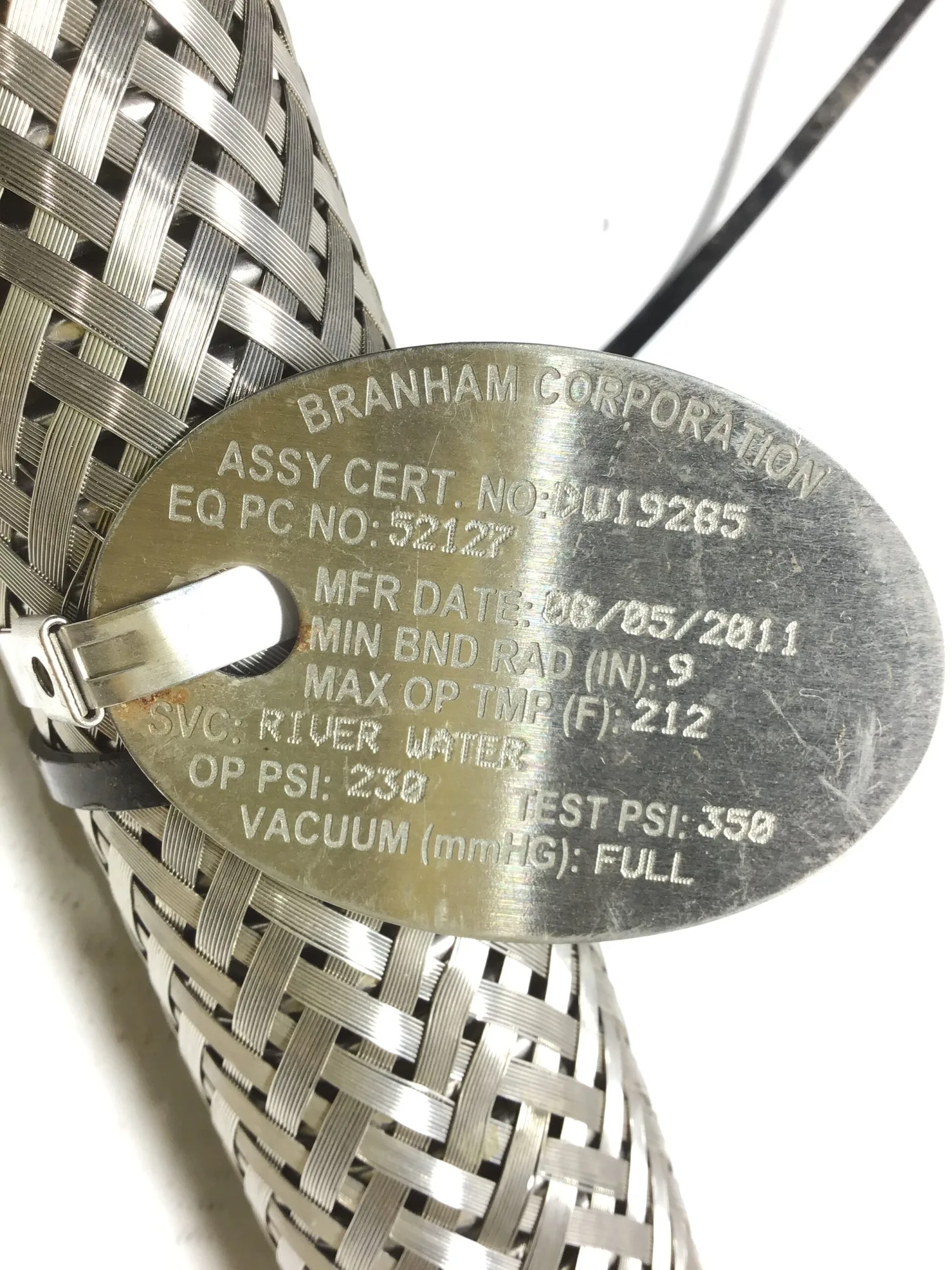 Branham Corporation DU19285 Stainless Braided Flex Hose OP/TEST 230/350 PSI