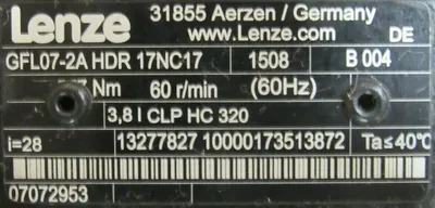 NEW LENZE GFL07-2A HDR 17NC17 GEAR REDUCER GFL072AHDR17NC17